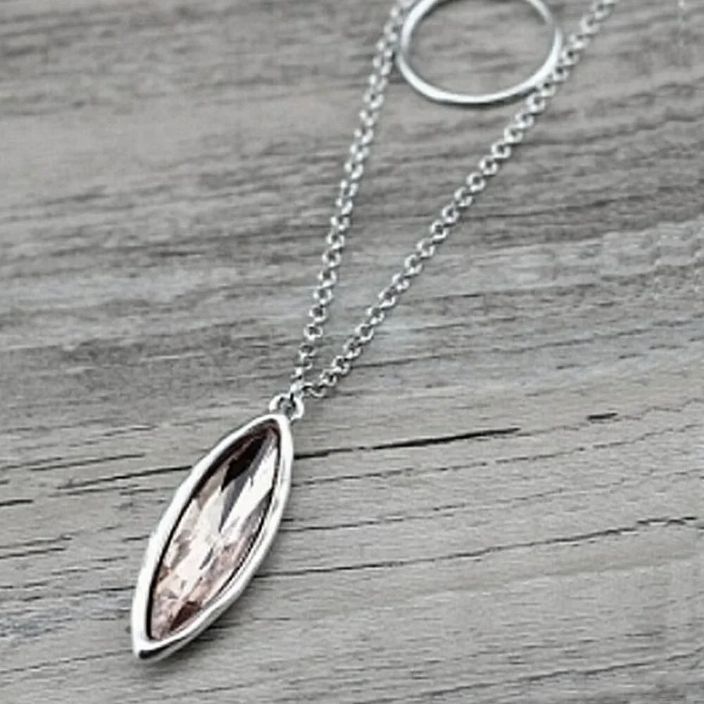 Marlowe Ellipse Circle Layered Light Champagne Crystal Necklace Gift Packaged
